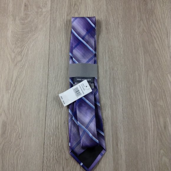Van Heusen Purple Plaid Pattern Tie - Picture 3 of 3